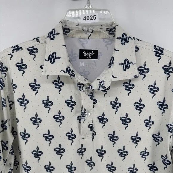 Waggle Performance Golf Shirt Mens MEDIUM Moisture Wicking Poly Spandex Stretch - Picture 2 of 10